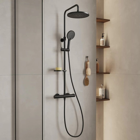 Душевая система Milardo Ideal Spa ILSBLTHM89 с термостатом Черная матовая