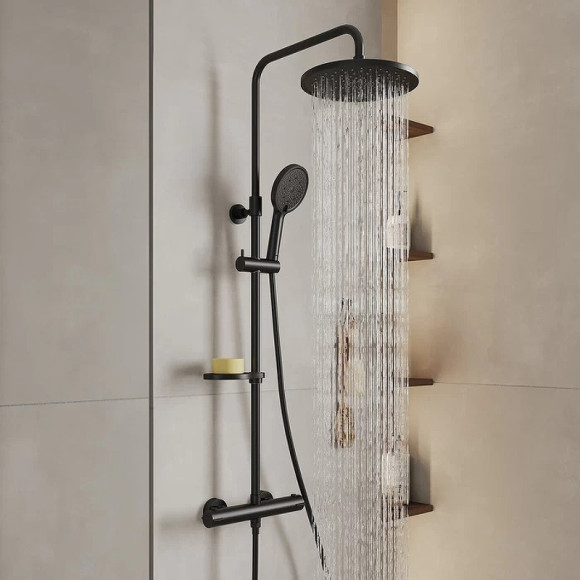 Душевая система Milardo Ideal Spa ILSBLTHM89 с термостатом Черная матовая