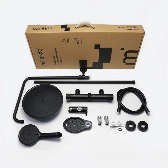 Душевая система Milardo Ideal Spa ILSBLTHM89 с термостатом Черная матовая