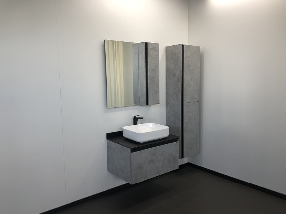 Зеркало со шкафом Comforty Эдинбург 75 00004149063 Бетон светлый Зеркало со шкафом Comforty Эдинбург 75 00004149063 Бетон светлый