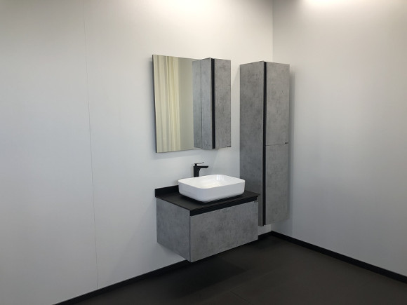 Зеркало со шкафом Comforty Эдинбург 75 00004149063 Бетон светлый Зеркало со шкафом Comforty Эдинбург 75 00004149063 Бетон светлый