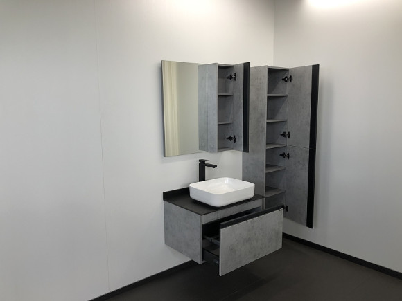 Зеркало со шкафом Comforty Эдинбург 75 00004149063 Бетон светлый Зеркало со шкафом Comforty Эдинбург 75 00004149063 Бетон светлый