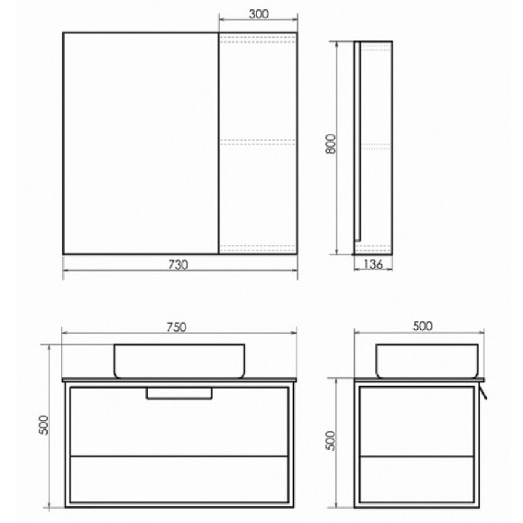 Зеркало со шкафом Comforty Эдинбург 75 00004149063 Бетон светлый Зеркало со шкафом Comforty Эдинбург 75 00004149063 Бетон светлый