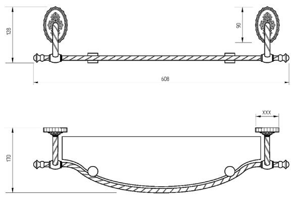 Стеклянная полка Migliore Edera 16898 Бронза Стеклянная полка Migliore Edera 16898 Бронза