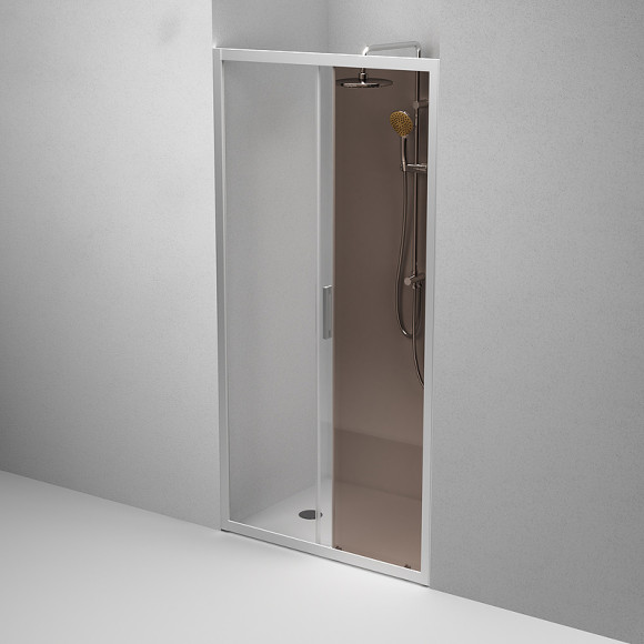 Душевая дверь AM.PM Gem Solo 100 W90G-100-1-195MBr профиль Хром матовый стекло бронзовое-прозрачное Душевая дверь AM.PM Gem Solo 100 W90G-100-1-195MBr профиль Хром матовый стекло бронзовое-прозрачное