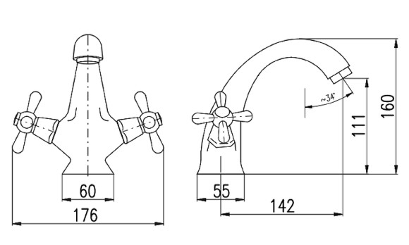 Смеситель для раковины Rav Slezak Morava retro MK128.5SM Бронза