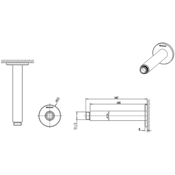 Кронштейн для верхнего душа Bravat D314BW-1-ENG Черный Кронштейн для верхнего душа Bravat D314BW-1-ENG Черный