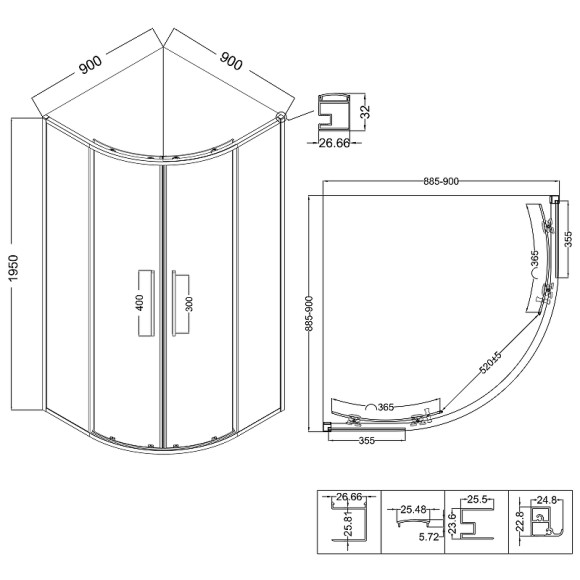Душевой уголок Niagara Nova 90х90 NG-6826-34BLACK профиль Черный матовый стекло прозрачное Душевой уголок Niagara Nova 90х90 NG-6826-34BLACK профиль Черный матовый стекло прозрачное