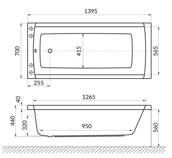 Акриловая ванна Excellent Aquaria 140x70 WAEX.AQU14.RELAX.GL с гидромассажем