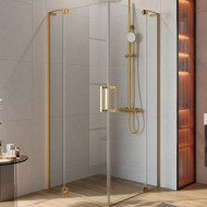Душевой уголок Cezares Slider 110x110 SLIDER-A-2-100/110-C-BORO профиль Брашированное золото стекло прозрачное