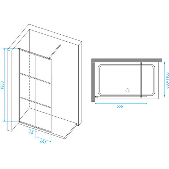 Душевая перегородка RGW Walk In WA-111B 70 411011107-84 профиль Черный стекло прозрачное