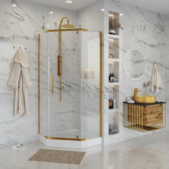 Душевой уголок Niagara Nova 100х100 NG-6434-08 GOLD профиль Желтое золото стекло прозрачное Душевой уголок Niagara Nova 100х100 NG-6434-08 GOLD профиль Желтое золото стекло прозрачное