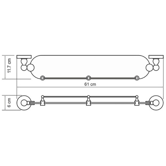 Стеклянная полка WasserKRAFT Nau K-7744 Хром Стеклянная полка WasserKRAFT Nau K-7744 Хром