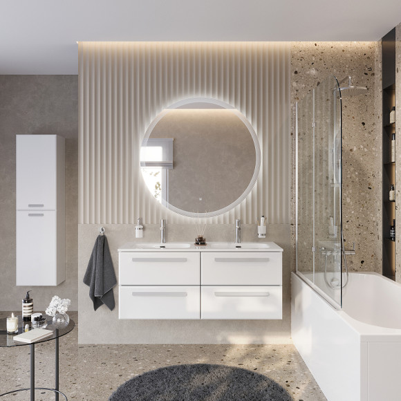 Тумба под раковину Cezares Eco-Cer-N 120 ECO-CER-N-1200-4C-SO-2-BL подвесная Bianco Lucido без ручек