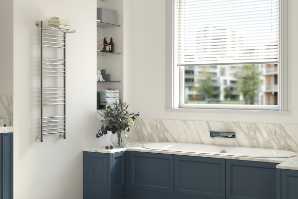 Водяной полотенцесушитель Сунержа Богема+ 1200x500 12-0223-1250 с полкой Белый