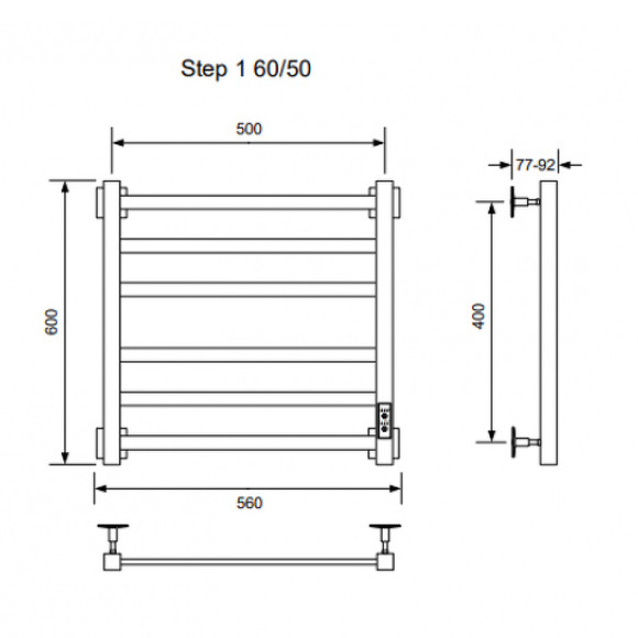 Электрический полотенцесушитель Ника Step-1 60/50 U Черный матовый Электрический полотенцесушитель Ника Step-1 60/50 U Черный матовый