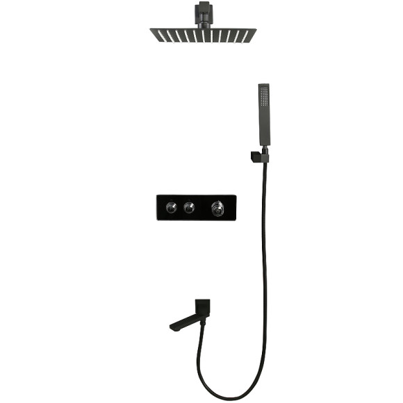 Душевая система ALMAes Olef TVZ-0898 с термостатом Черная матовая Душевая система ALMAes Olef TVZ-0898 с термостатом Черная матовая