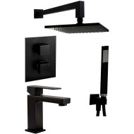 Комплект смесителей Paffoni Elle KITLEQ518NO071 с термостатом Черный матовый