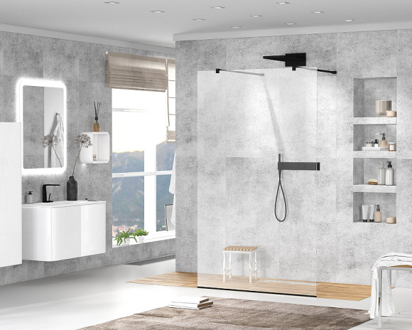 Душевая перегородка Cezares Liberta 120 LIBERTA-L-2-120-C-NERO профиль Черный матовый стекло прозрачное