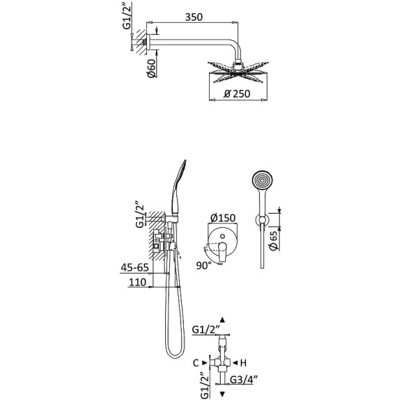 Душевая система Cezares Nautic NAUTIC-DSIP-NOP Черная матовая Душевая система Cezares Nautic NAUTIC-DSIP-NOP Черная матовая