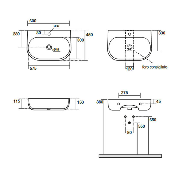 Раковина Kerasan Nolita 60 534131*1 Черная матовая