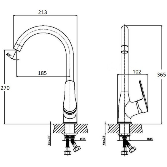 Смеситель для кухни Orange Sofi M43-001cr Хром Смеситель для кухни Orange Sofi M43-001cr Хром