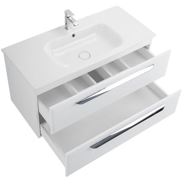 Тумба под раковину Cezares Eco-Cer 80 ECO-CER-800-2C-SO-BL подвесная Bianco Lucido без ручек