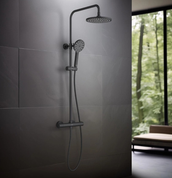 Душевая система Aquatek Европа AQ2343MB с термостатом Черная матовая Душевая система Aquatek Европа AQ2343MB с термостатом Черная матовая