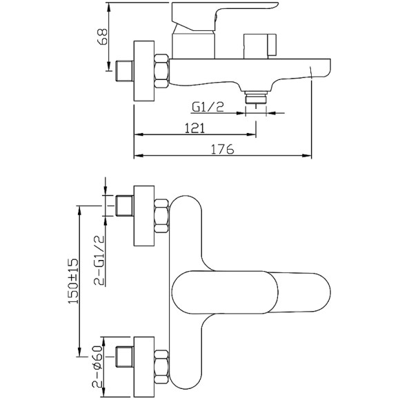 Смеситель для ванны Agger Gorgeous A0210044 Черный