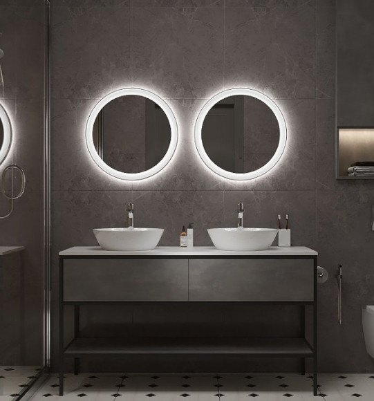 Зеркало Art&Max Napoli AM-Nap-600-DS-F-White с подсветкой с бесконтактным выключателем Белое матовое Зеркало Art&Max Napoli AM-Nap-600-DS-F-White с подсветкой с бесконтактным выключателем Белое матовое