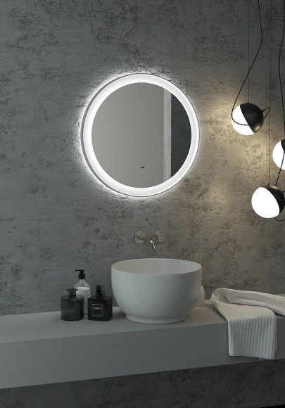 Зеркало Art&Max Napoli AM-Nap-600-DS-F-White с подсветкой с бесконтактным выключателем Белое матовое Зеркало Art&Max Napoli AM-Nap-600-DS-F-White с подсветкой с бесконтактным выключателем Белое матовое