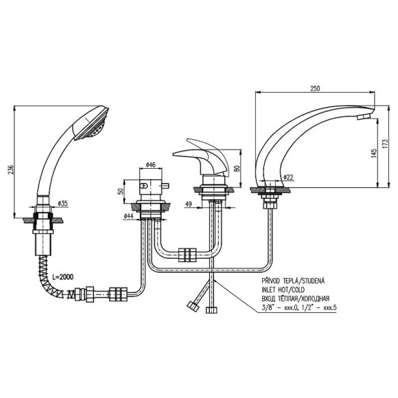 Смеситель на борт ванны Rav Slezak Dunaj D469.5SZ Золото Смеситель на борт ванны Rav Slezak Dunaj D469.5SZ Золото