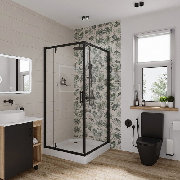 Душевой уголок Niagara Nova NG-6802-08 BLACK 100х100 профиль Черный стекло прозрачное Душевой уголок Niagara Nova NG-6802-08 BLACK 100х100 профиль Черный стекло прозрачное