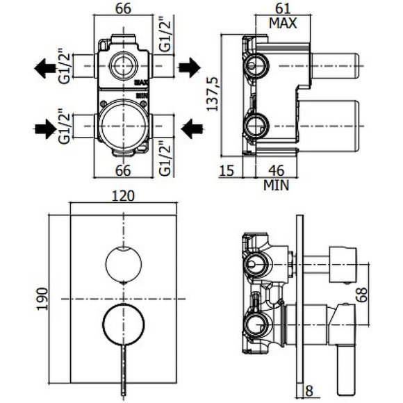Смеситель для душа Paffoni Rock RO018CR Хром Смеситель для душа Paffoni Rock RO018CR Хром