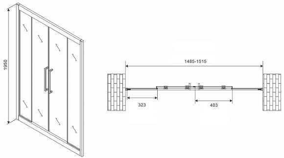 Душевая дверь Abber Schwarzer Diamant 150 AG33150H профиль Хром стекло прозрачное Душевая дверь Abber Schwarzer Diamant 150 AG33150H профиль Хром стекло прозрачное