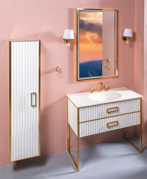 Шкаф пенал Boheme Armadi Art Monaco 35 868-WG подвесной Белый глянец Золото