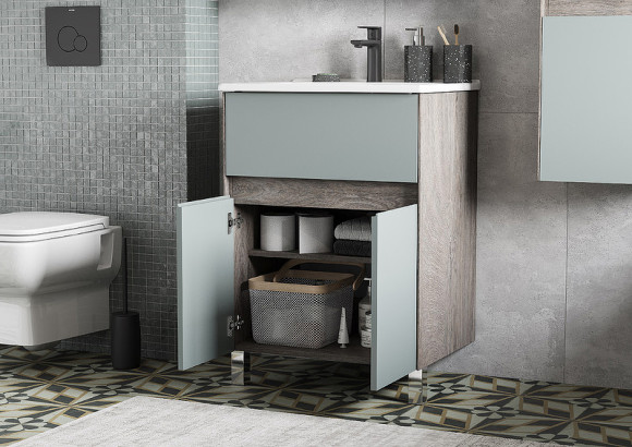 Тумба под раковину Aquaton Форест 60 1A278201FR9C0 Дуб рошелье Сумеречный голубой