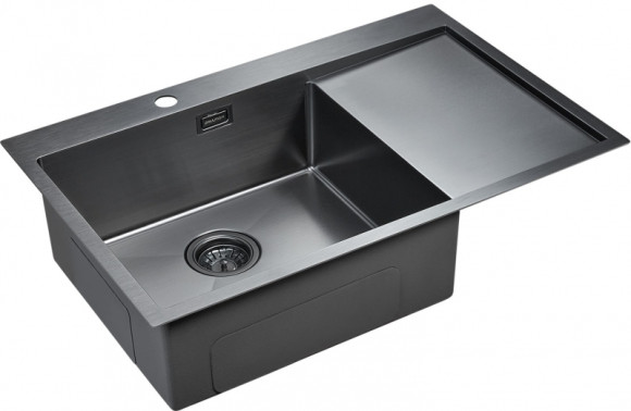 Кухонная мойка Paulmark Velten 78F L PM807851-GML Вороненая сталь Кухонная мойка Paulmark Velten 78F L PM807851-GML Вороненая сталь