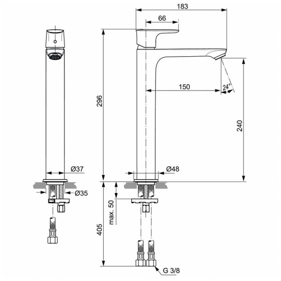 Смеситель для раковины Ideal Standard Connect Air Vessel A7027AA Хром Смеситель для раковины Ideal Standard Connect Air Vessel A7027AA Хром