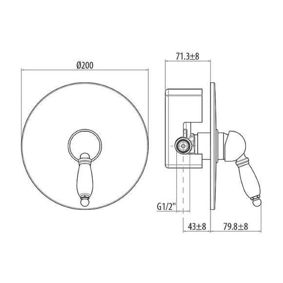 Смеситель для душа Gattoni Orta 2730/27DO.CH OLD Золото 24 карат Смеситель для душа Gattoni Orta 2730/27DO.CH OLD Золото 24 карат