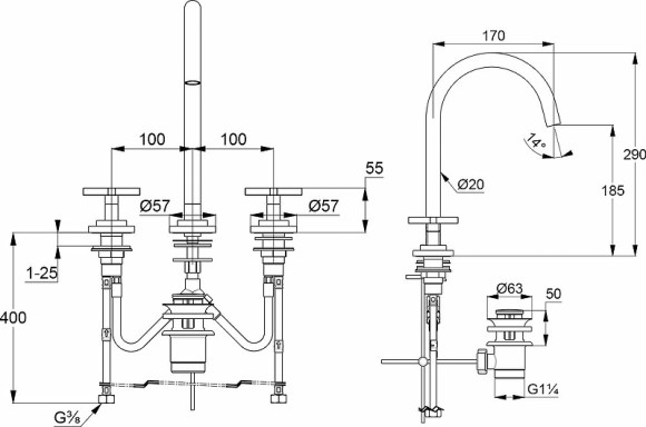 Смеситель для раковины Kludi Nova Fonte 201430520 Хром