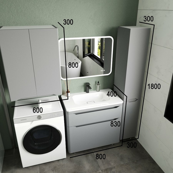 Тумба под раковину Style Line Марелла 80 Люкс Plus СС-00002403 Серый матовый антискрейтч Тумба под раковину Style Line Марелла 80 Люкс Plus СС-00002403 Серый матовый антискрейтч