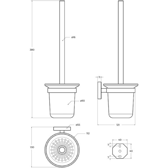 Ершик для унитаза Cezares Relax RELAX-TBS-V-GM Оружейная сталь