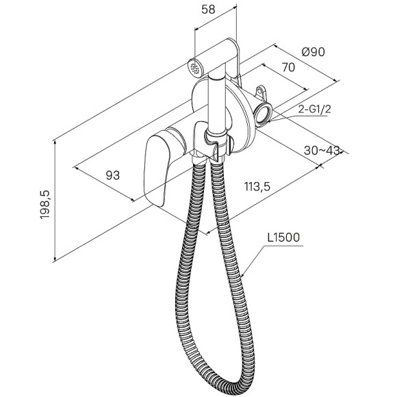 Гигиенический душ со смесителем Milardo Rora RORWTR0M08 Белый матовый