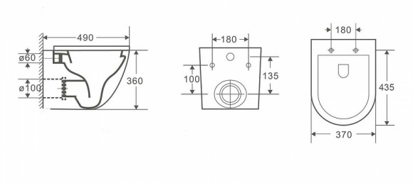 Комплект унитаза CeramaLux 2197 с инсталляцией Tece Base 9400413 с сиденьем Микролифт и Белой клавишей смыва