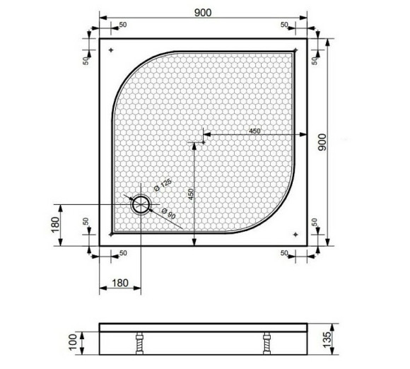 Душевой поддон из искусственного камня Эстет Гамма 90х90 ФР-00000758 Белый Душевой поддон из искусственного камня Эстет Гамма 90х90 ФР-00000758 Белый