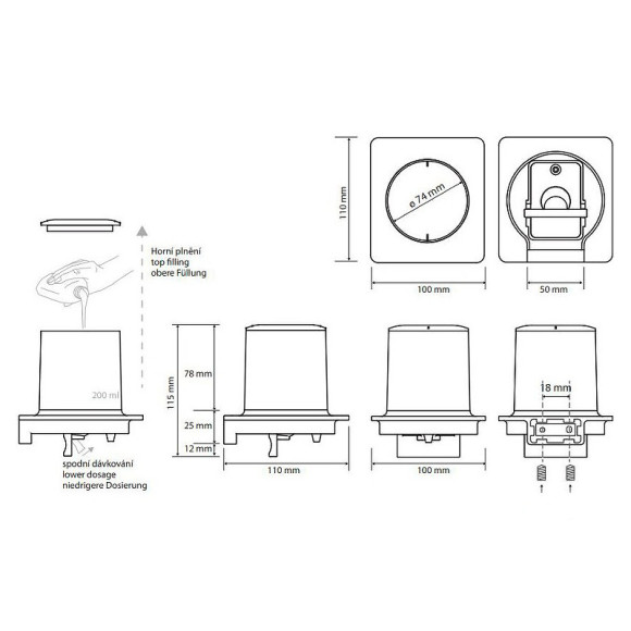 Дозатор для жидкого мыла Bemeta Organic Black 167109260 Черный матовый Белый