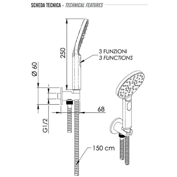 Душевой гарнитур Remer 337M318MP Хром Душевой гарнитур Remer 337M318MP Хром