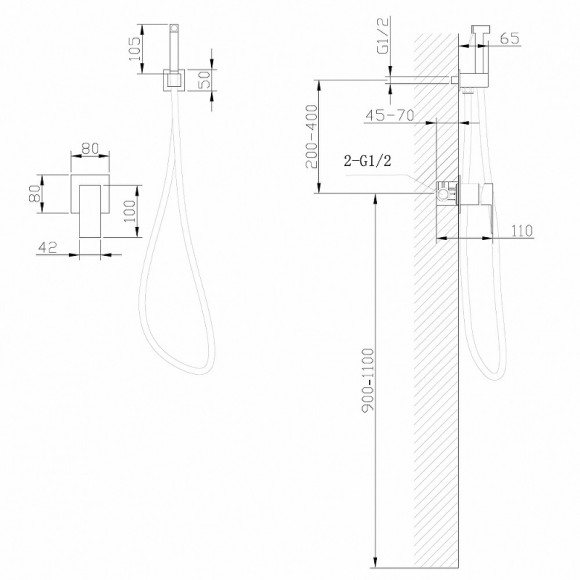 Гигиенический душ со смесителем Abber Daheim AF8225NG Никель Гигиенический душ со смесителем Abber Daheim AF8225NG Никель