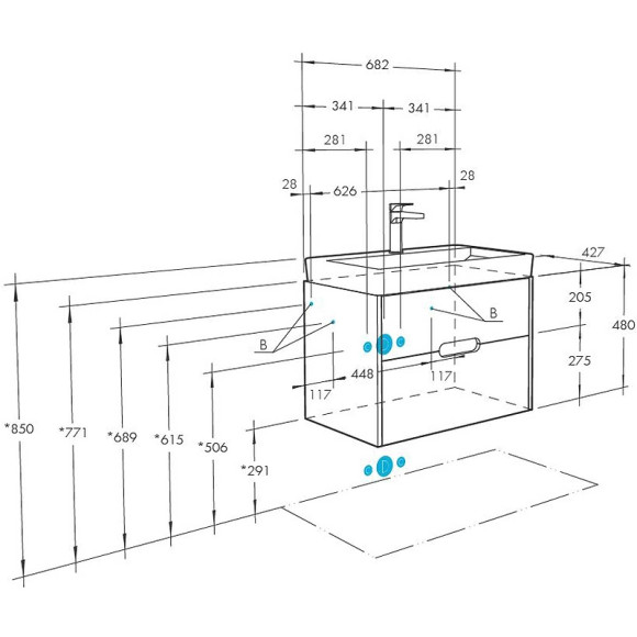 Тумба под раковину Aquaton Оливия 70 1A254301OLUG0 подвесная Грей Дуб ойстер